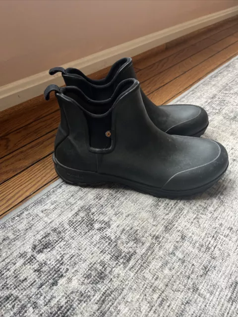 Bogs Men's Black Rebound Waterproof Ankle  Boots Size 10 Slip Chemical Resistant