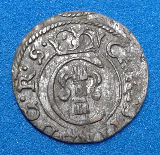 1 Solidus - Christina  1653  Swedish Livonia. Billon Coin.