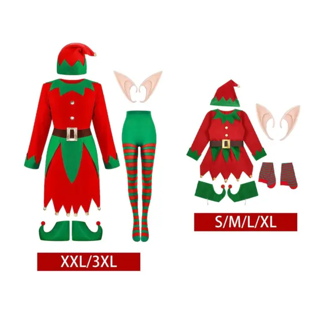 Costumi da elfo di Natale Abiti di scena per foto con cappello Abiti cosplay per