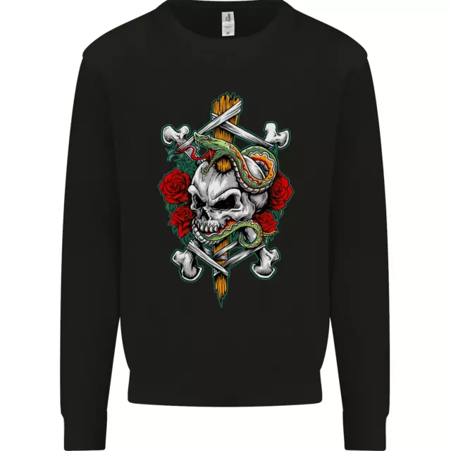 Felpa Maglione Skull and Snake Biker Heavy Metal Gotica