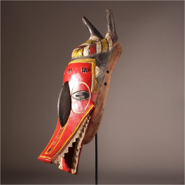 12698 Zaouli Mask Gouro Ivory Coast With Metal Stand