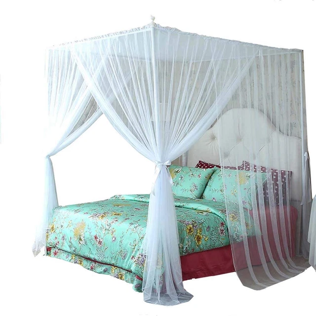 Cortinas con marco de cama con dosel de 4 esquinas para niños niñas niños pequeños