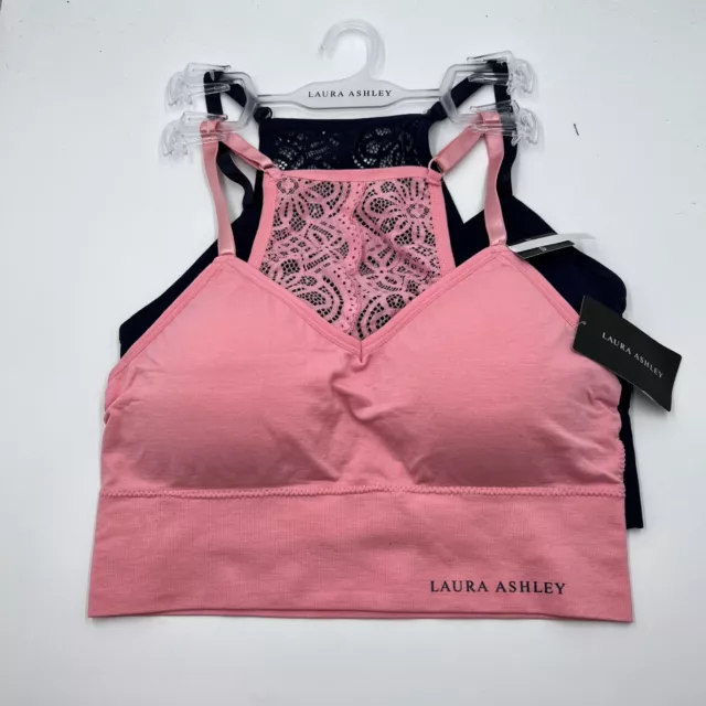 LAURA ASHLEY 2 Pack Lace Racerback Adjustable Strap Comfort Bra