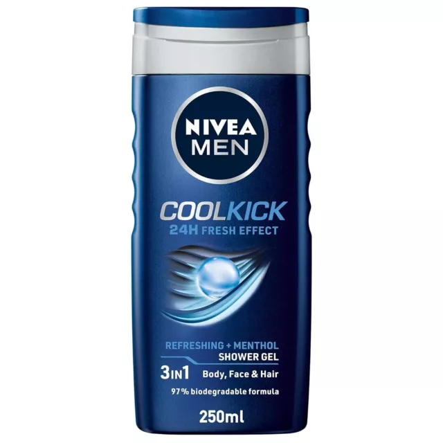Nivea Men Body Wash, Cool Kick With Refreshing Shower Gel For Body 250ml