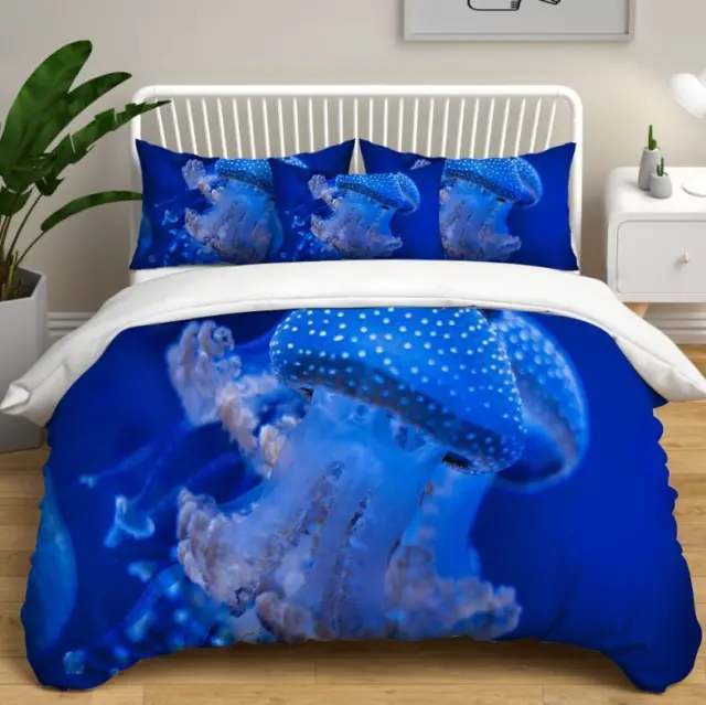 Noctilucent Marine Jellyfish Duvet Doona Cover Double Queen Bedding Quilt Cover