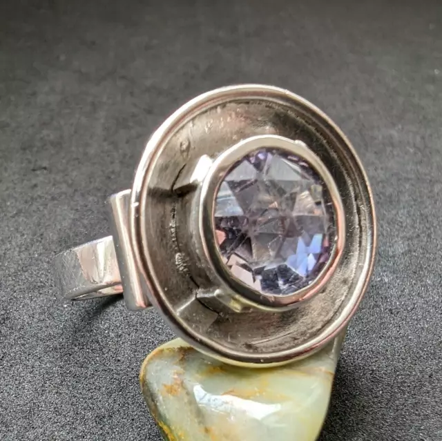 Art Deco Designer Ring Silber Amethyst alt c. 1920 RG 55