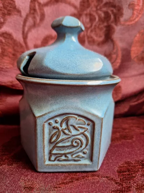 Tyn Llan Welsh Studio Art Pottery Jam Condiment Lidded Pot Celtic Bird Design