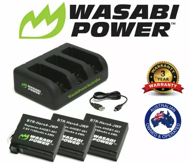 Wasabi Power Battery Or Dual/Triple Slot Charger Kit for GoPro HERO3, 3+, HERO4