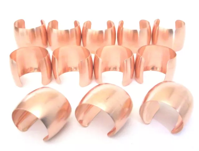 Domed Raw Copper Bracelet Cuff Blanks For Jewelry Making 2" Pkg Of 12