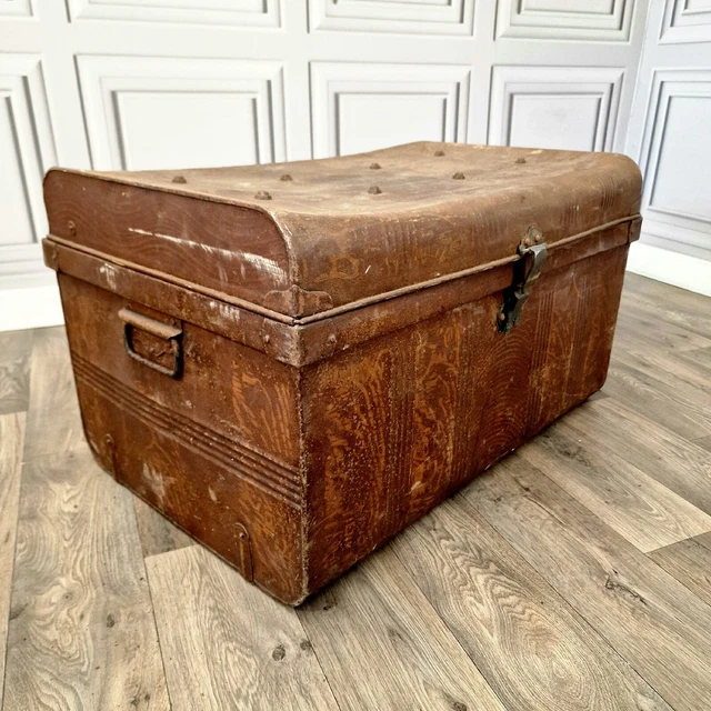 De colección baúl de vapor de metal/caja de manta/mesa de café grande