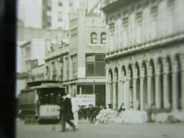 c.1900s Herald Bldg Trolley New York City Orig Magic Lantern Glass Photo Slide 3