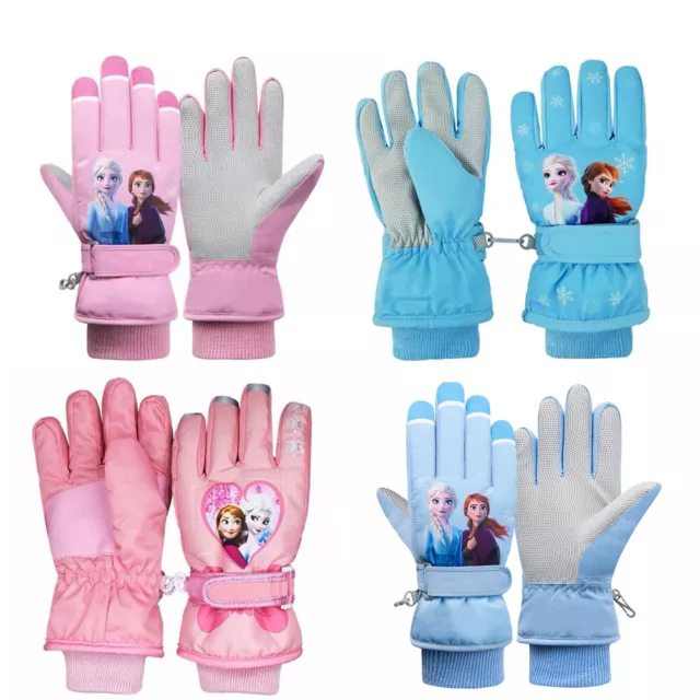 Kids Child Baby Winter Ski Gloves Girls Frozen Waterproof Windproof Snow Mittens