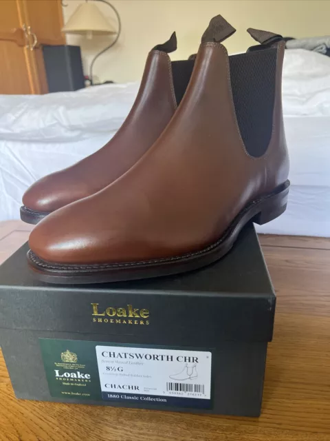 LOAKE CHATSWORTH CHELSEA Boots Dark Brown Waxy Leather Mens Shoes Size ...