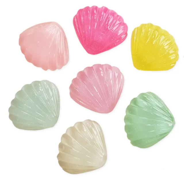 5pcs Glitter Seashells Resin Flatback Cabochons Embellishment Craft Charms
