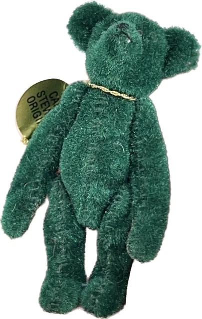vtg 1994 Carol Stewart Miniature Teddy Bear Green Crayon 2.5”  Artist #3 /30