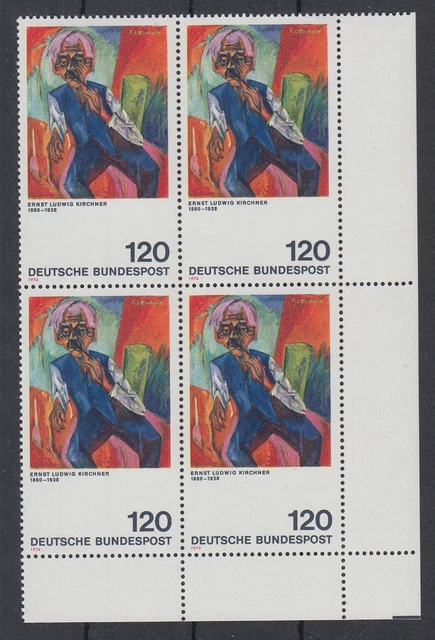 Bund 1974 Expressionisten Mi.-Nr. 823 ER-Viererbl. mit Plattenfehler längeres T