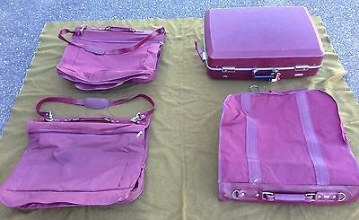 Vtg 4pc American Tourister Escort 27" Suitcase & Garment Hanging Bag Luggage Set