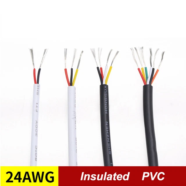 24AWG Stranded Cable Wire PVC Flexible 2/3/4/5-10 Cores Conductors Signal Wires
