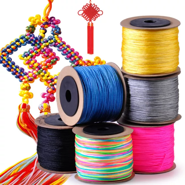 100M 0.8mm Nylon Schnur Flechtkordel Nylonfaden Makramee Shamballa Garn Basteln