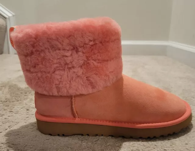 UGG W FLUFF mini quilted pink boots size uk 4 du 37 boxed 38.00