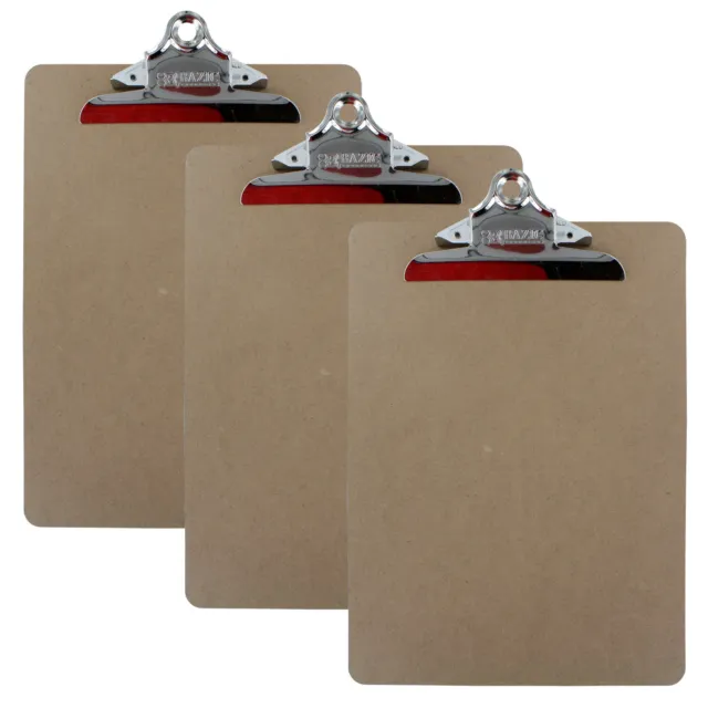 Bazic Estándar Tablero Clipboard Con Robusto Clip de Resorte, Paquete De 3