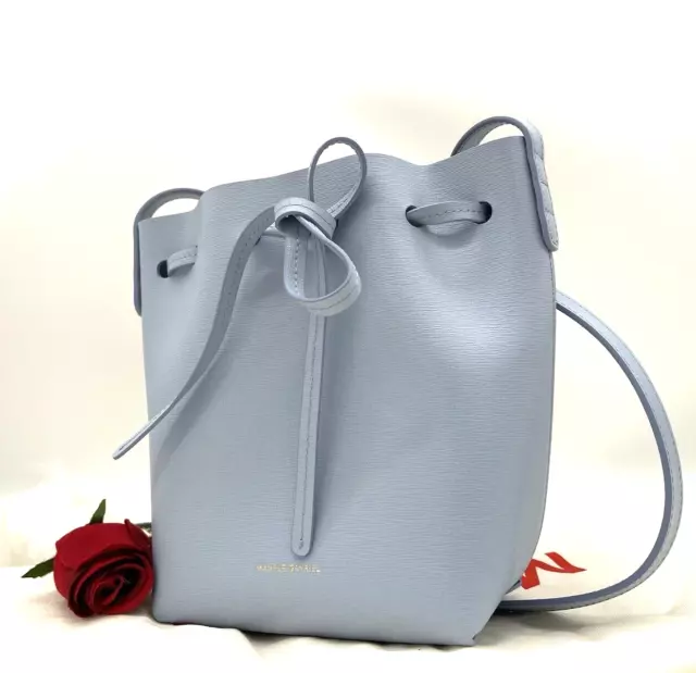 AUTH NWT $425 Mansur Gavriel Women’s Mini Leather Bucket Bag In Cielo