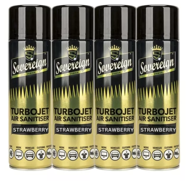 Sovereign Air Freshener Turbojet Blast Sanitiser Spray Car STRAWBERRY NEW 500ml