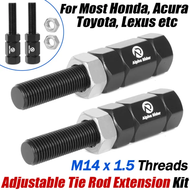 CNC Adjustable Tie Rod Extension Kit For Most Honda Acura Toyota M14x1.5 Threads