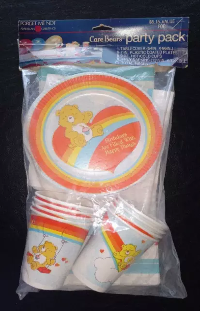 Party Supplies Care Bears Rainbow Colors 2 sz Plates Bags Cups