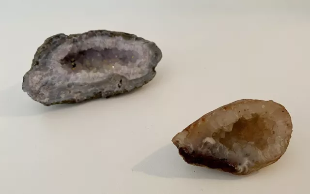 2 Mineralien Quarz Kristall Amethyst Druse Geode Turmalin Geschenk Weihnachten