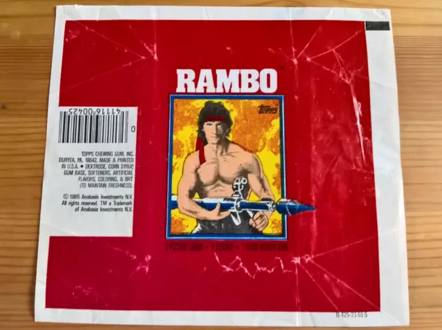 Empty wax wrapper packet for Topps Rambo 1985 gum cards