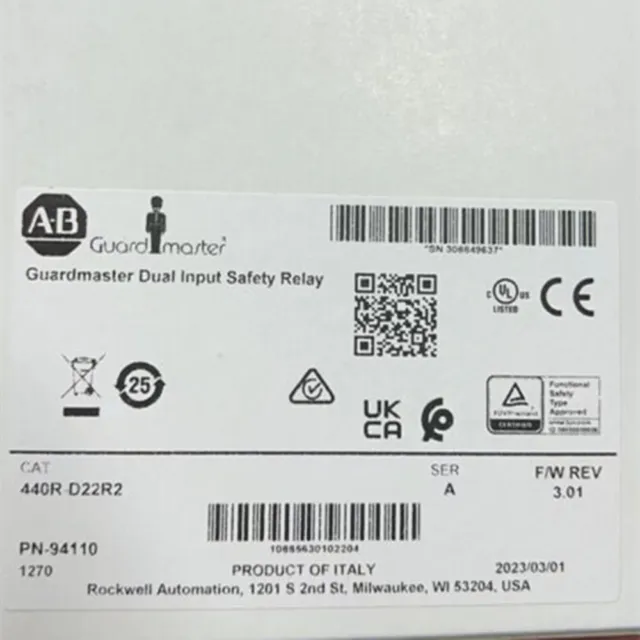 Allen Bradley 440R-D22R2 SerA Guardmaster Dual Input DI Safety Relay