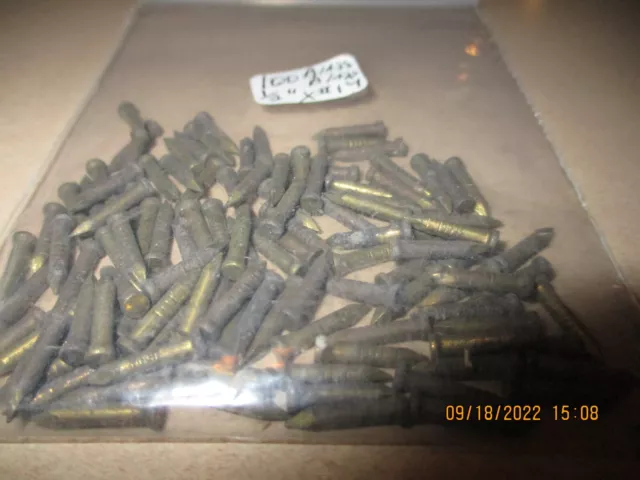 100 - Vintage 1/2" X #14 Solid Brass Brad Nails -Brads 2