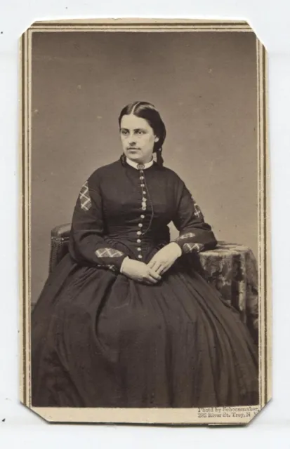 Civil War Era Cdv, Tax Stamp. Woman Seated. Troy, N.y.
