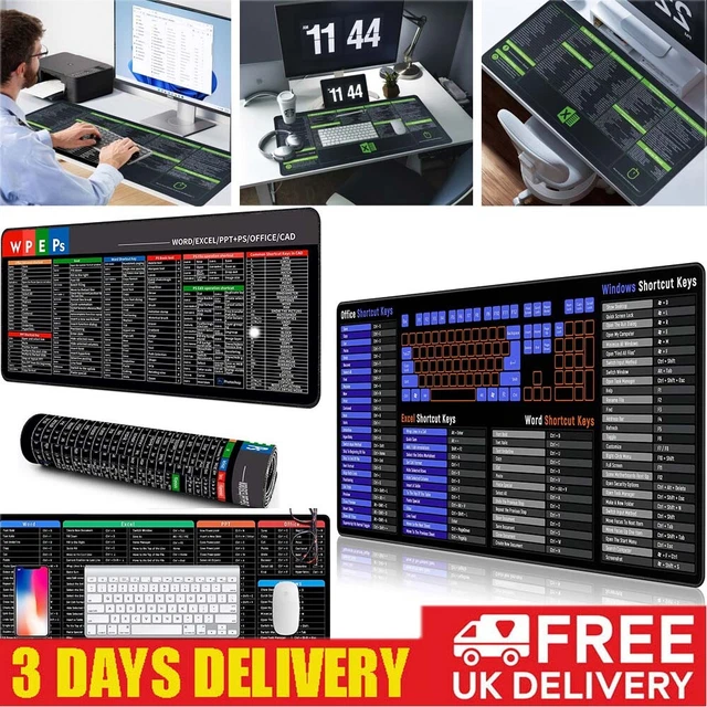 QUICK KEY EXCEL Shortcuts Cheat Sheet Office Large Mouse Pads Keyboard ...