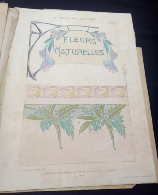 La décoration artistique - Livraison 5 - 1907 - 3 planches Art nouveau + pochoir