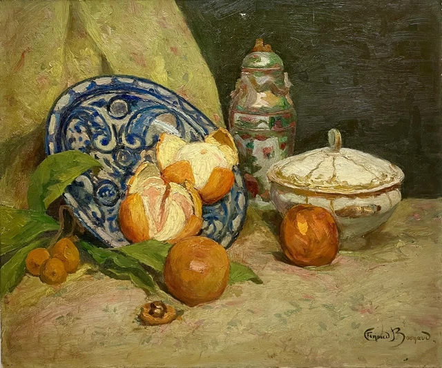tableau ancien huile sur toile signé Nature Morte Aux Orange
