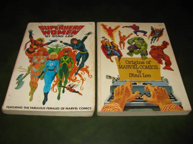 Origins of Marvel Comics & The Superhero Women 1974-77 Lot Stan Lee Softcovers