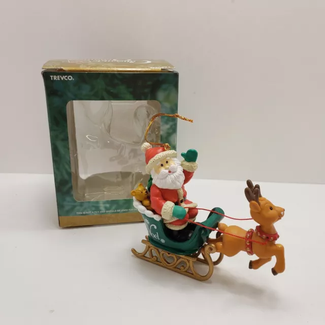 Trevco Collectable Ornament Santa Claus Sleigh Reindeer Noel Christmas Ornament