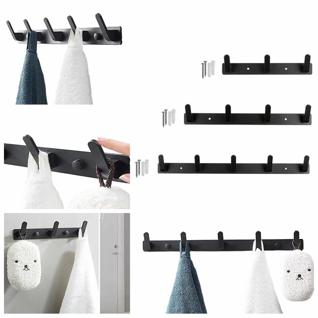 2PCS 3-5 Hooks Aluminum Coat Clothes Door Holder Rack Hook Wall Mounted Hanger