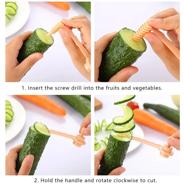 Fruit Vegetable Roll Rotary Chipper Cucumber Potato Spiral Sliner Kitchen To7H