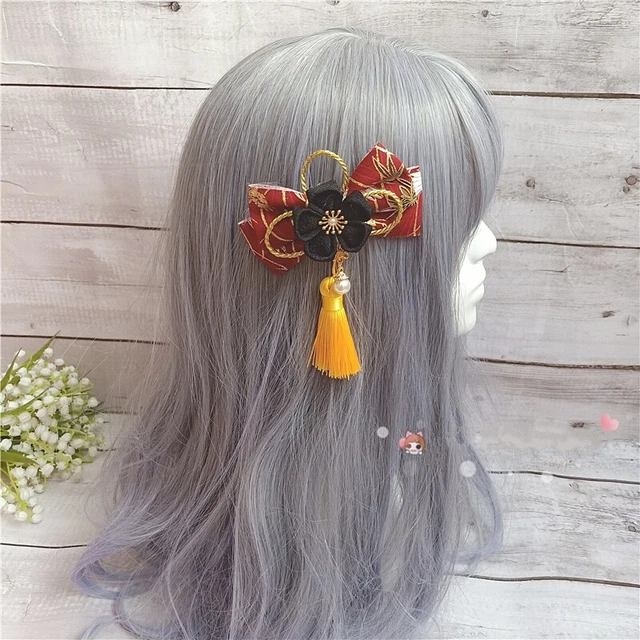 2Pcs Fait à la Main Japonais Sakura Pince Cheveux Kanzashi