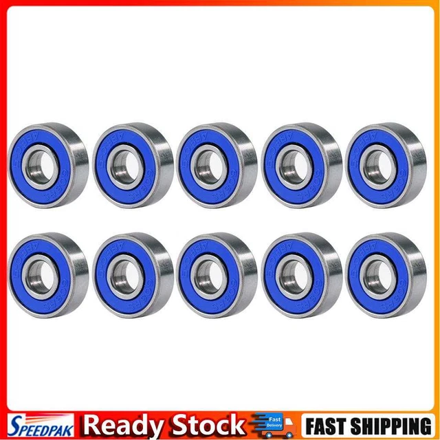 10pcs 608rs ABEC-9 Ball Bearing Scooter Deep Groove Miniature Bearings (Blue)