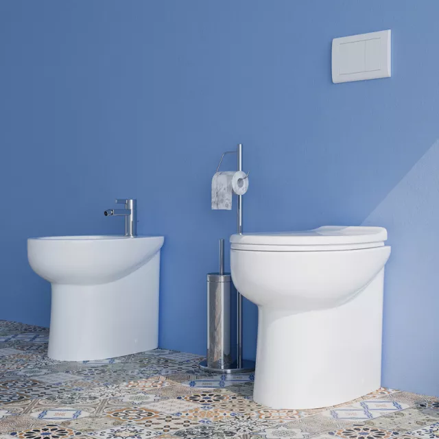 Sanitari bagno A TERRA filomuro ceramica VASO WC COPRIVASO sedile, BIDET Milano