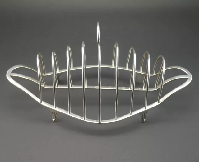 c1789 ROBERT HENNEL I, ANTIQUE 18thC GEORGIAN SOLID SILVER BOAT FORM TOAST RACK