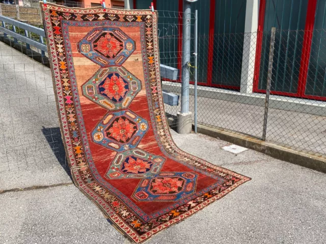 Tappeto Karabagh antico del 1910 - cm 330x160cm - Tappeto annodato a mano pulito