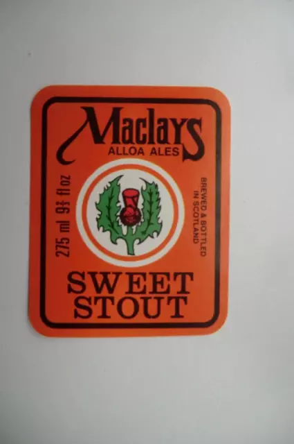 MINT MACLAYS ALLOA SWEET STOUT 9 2/3 floz BREWERY BEER BOTTLE LABEL