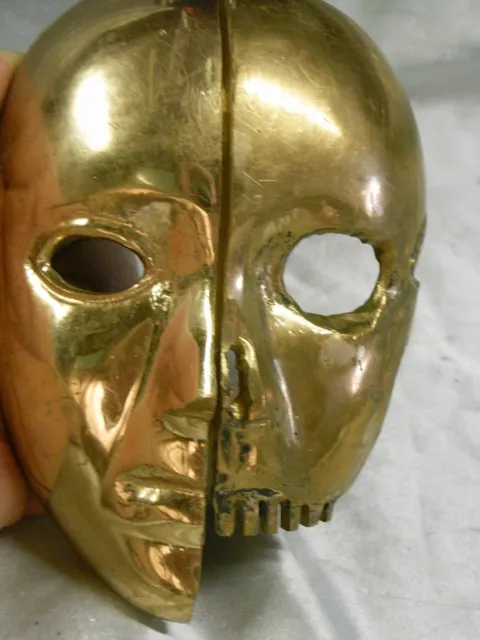 Masque En Bronze Tête De Mort Double Face 2 Visage De Style Lohe Memento Mori