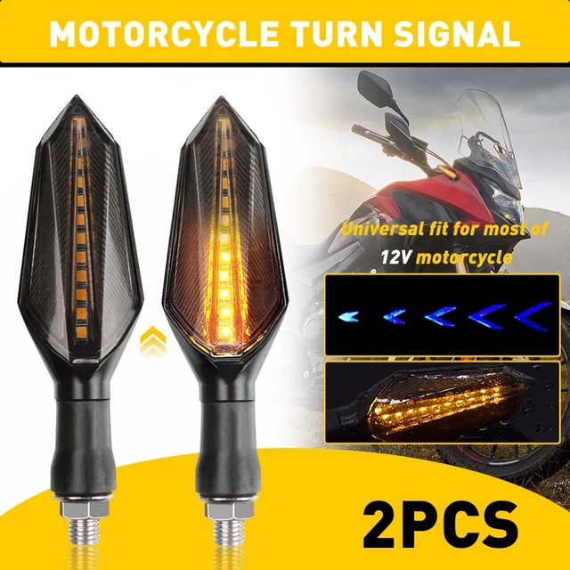 2X Motorcycle 12V LED Turn Signal Lamp Sequential Flowing Amber/Blue For Ninja