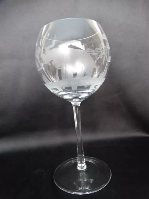 Royal Danube Clear Cut Crystal Safari Elephant 19 oz Balloon Wine Stem #2 VGUC